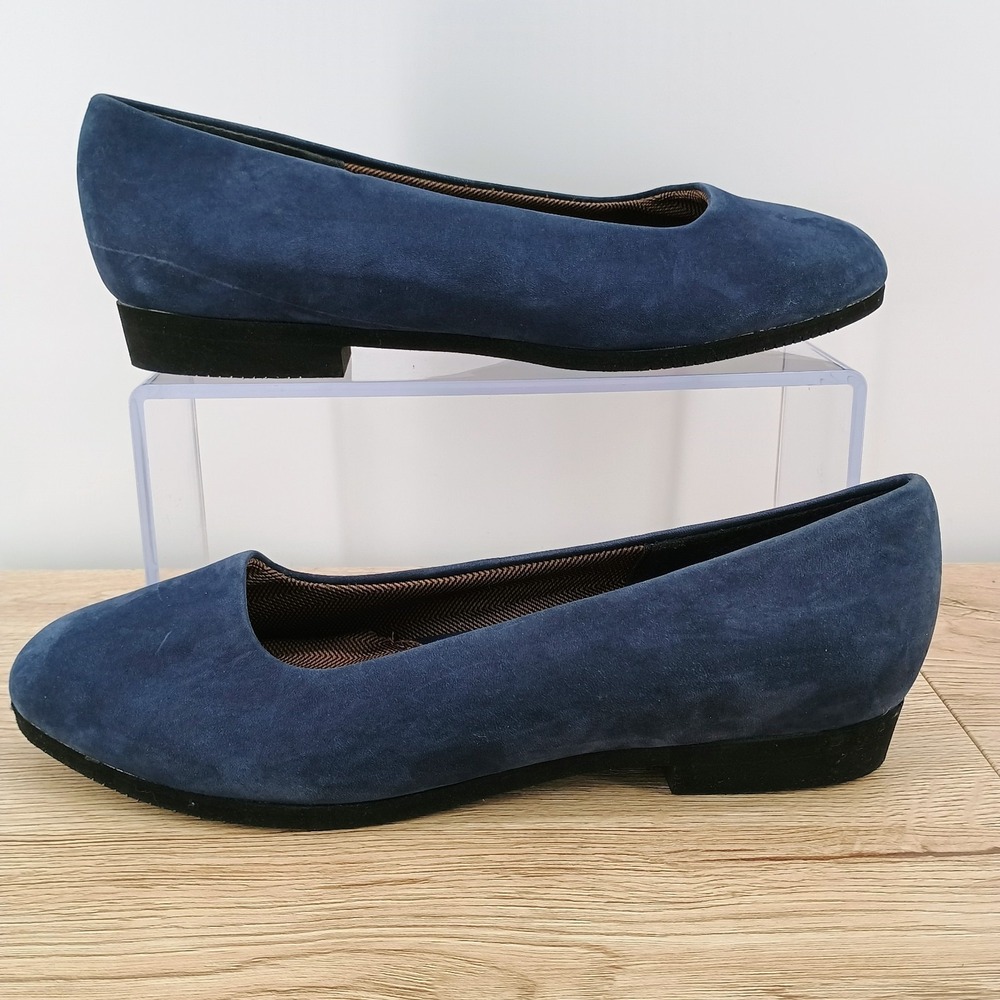 LL Bean Shoes Womens 7 M Navy Blue Suede Ballet Flats Comfort Casual Slip Ons